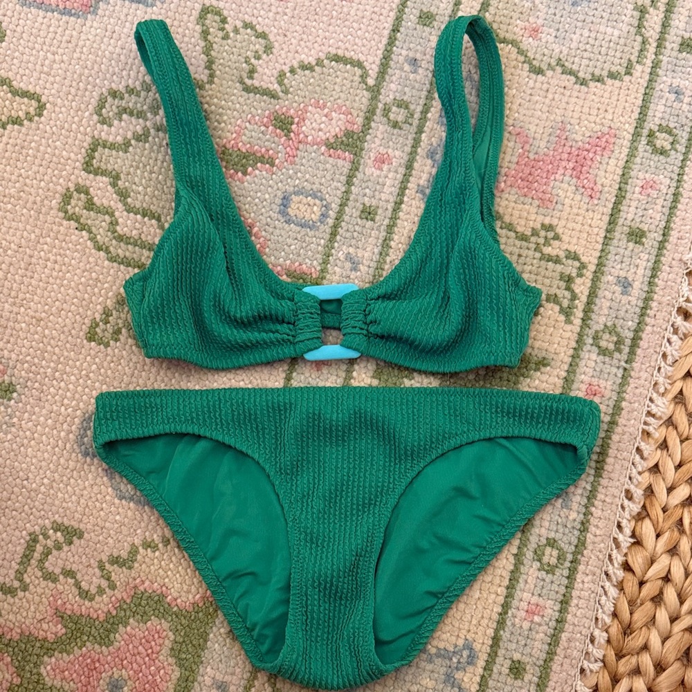 Aerie Green Textured Bikini Set